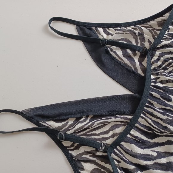 Red Rose Mesh Zebra Print Slip Dress - Picture 5 of 16